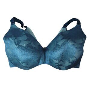 Cacique Full Coverage Bra Green Teal 40H Underwire Adj Floral Lace Lightly Lined